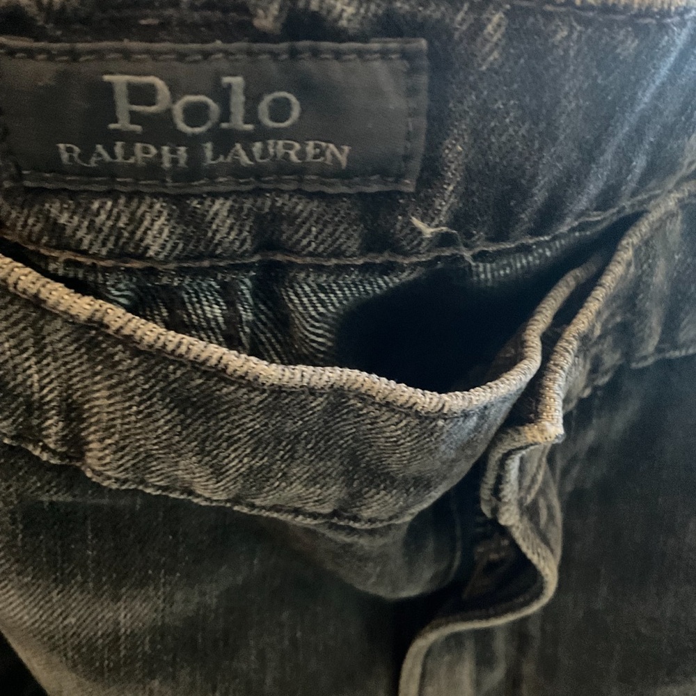 Polo by Ralph Lauren Distressed Patchwork Black Straight Jeans - Picture 2 of 6